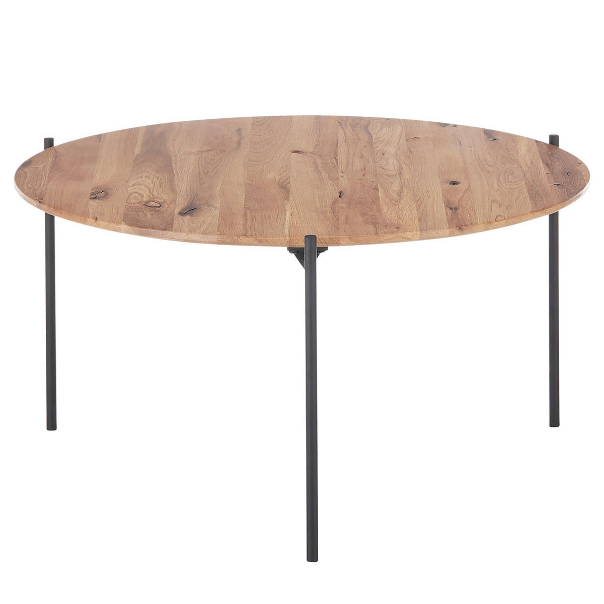 COUCHTISCH - Eiche massiv / Metall - Eiche / Schwarz - Eichefarben/Schwarz, Holz/Metall (74/74/38cm) - home24