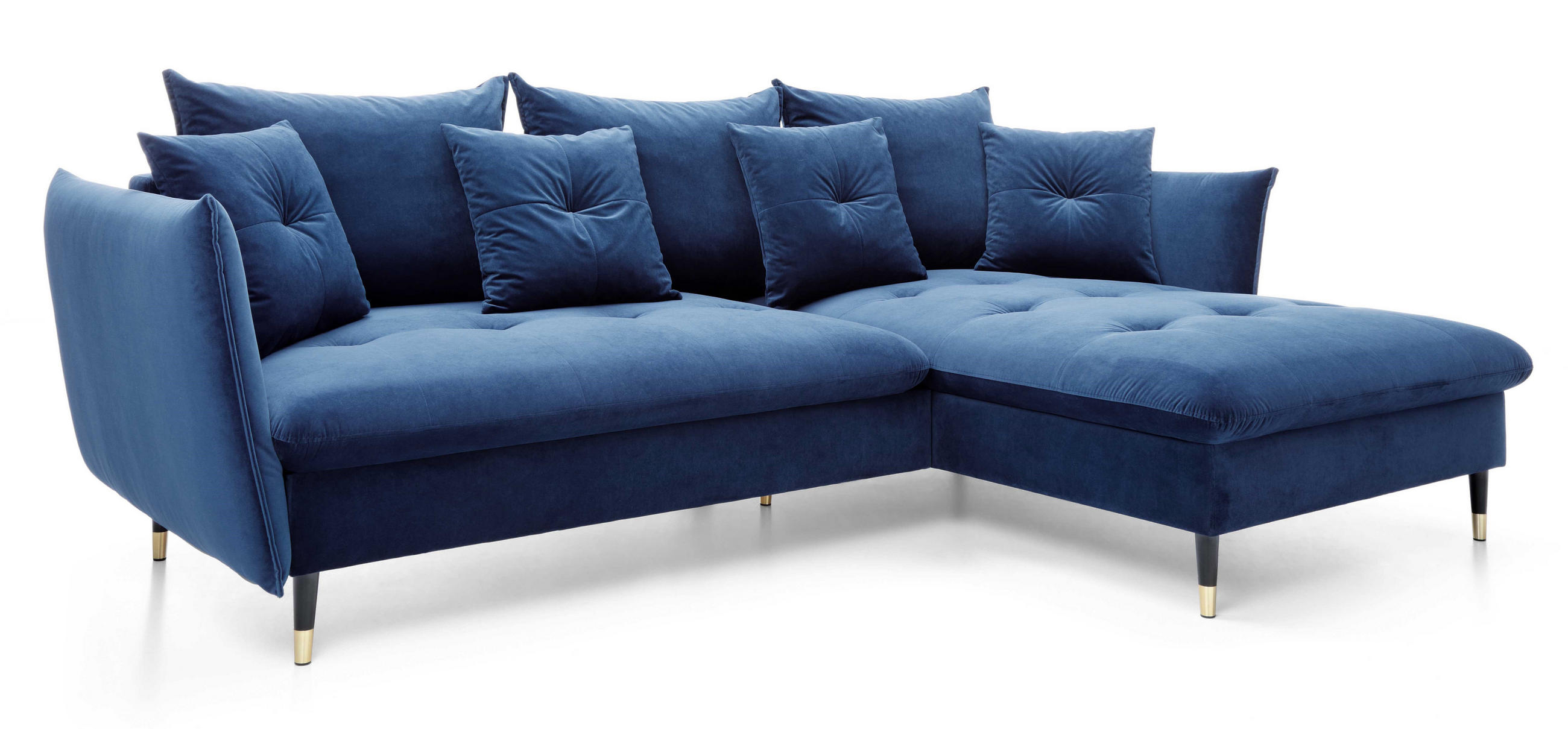 ECKSOFA 260 cm Sagir mit Schalffunktion, Bettkasten, Rechts - Dunkelblau - Schwarz/Dunkelblau, Holz (258/167cm) - Emporius