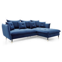 ECKSOFA 260 cm Sagir mit Schalffunktion, Bettkasten, Rechts - Dunkelblau - Schwarz/Dunkelblau, Holz (258/167cm) - Emporius