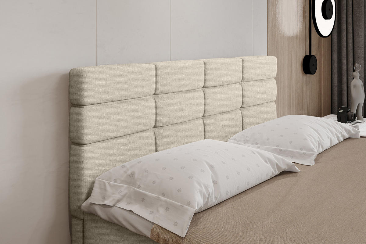 BOXBETT Reve 160 x 200 cm mit Bettkasten und Lattenrost ohne matratze - beige - Dunkelblau, Holz (160/200cm) - Panda Möbel