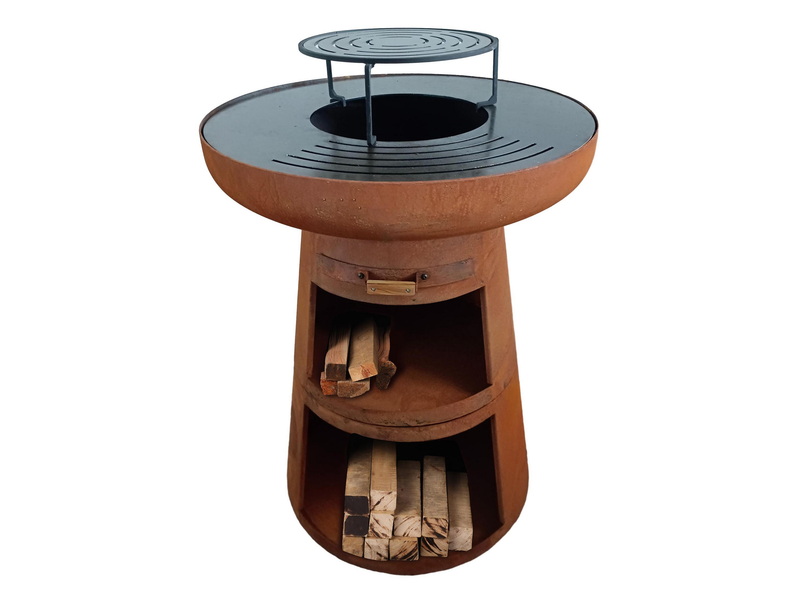 HOLZKOHLEGRILL Feuerschale Braun inkl. Schutzhülle - Braun, Metall (60/90/60cm) - Purline