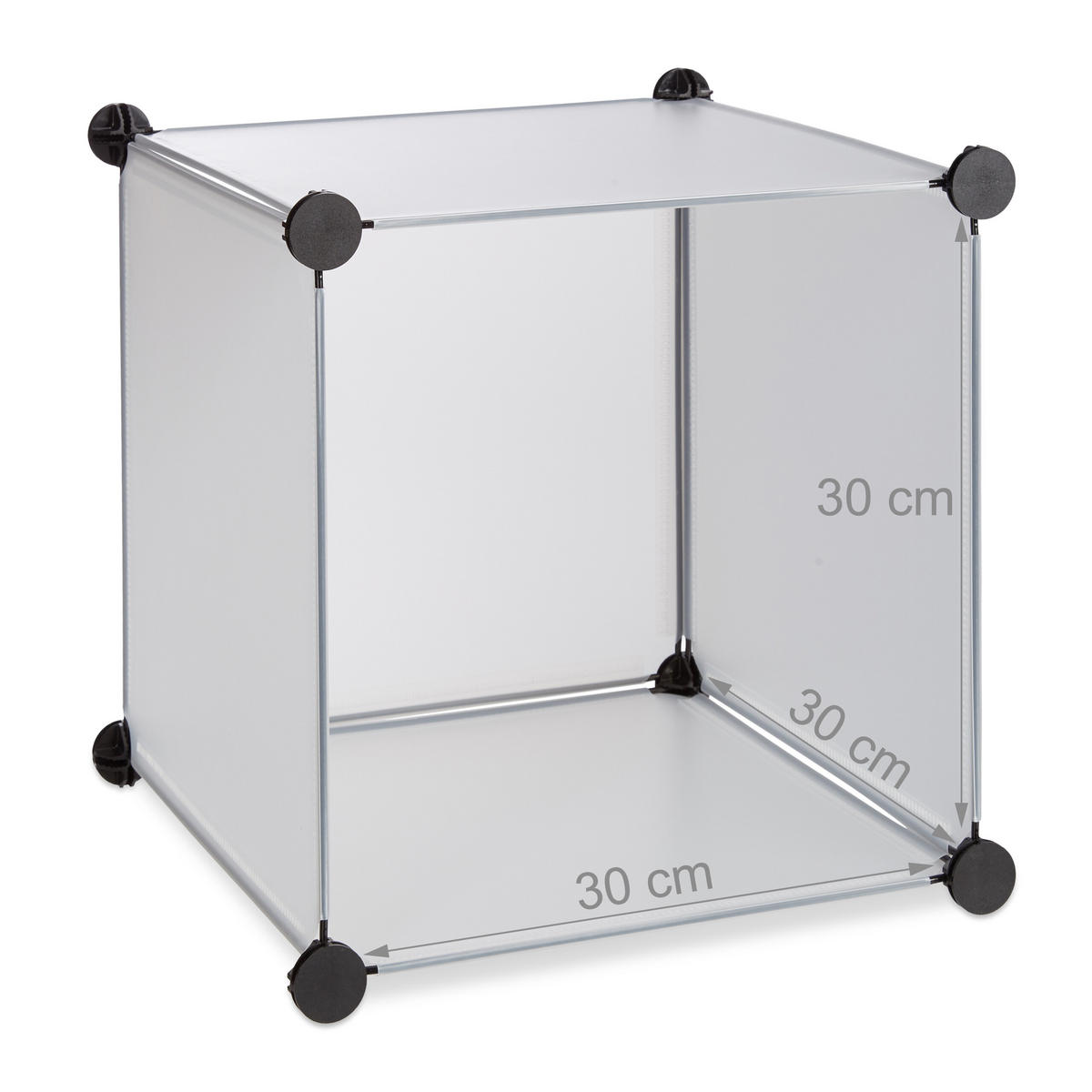 REGÁL transparentný 9 priehradiek s dvierkami 95,5 cm - priehľadné, kov/plast (95.5/95.5/32cm) - Relaxdays