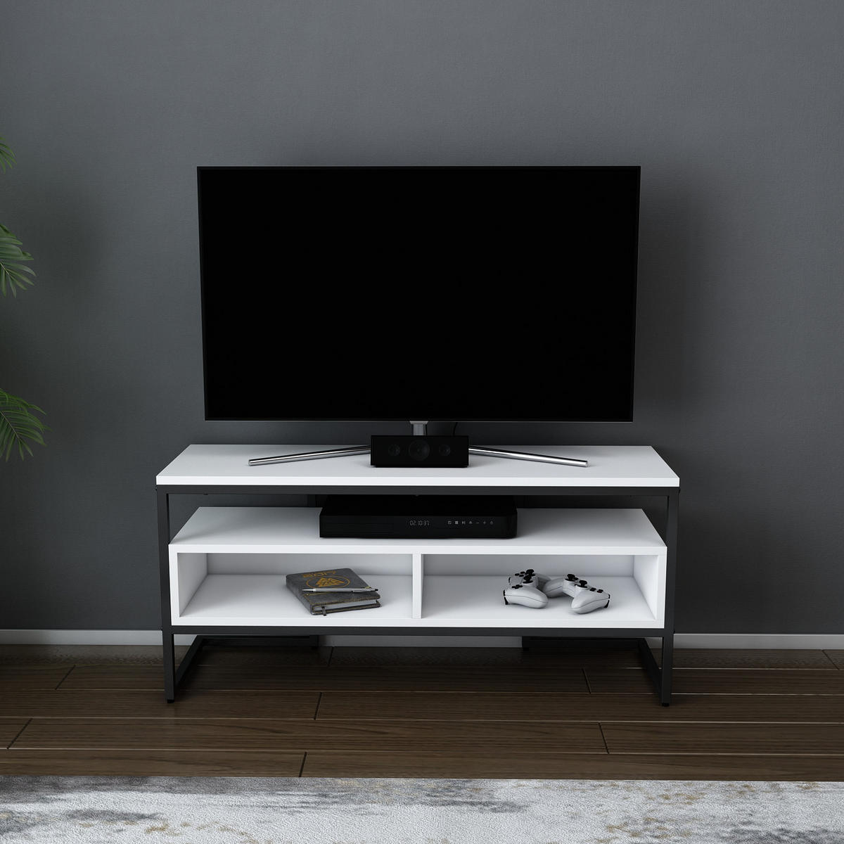 TV-ELEMENT Merrion Schwarz und Weiß - Schwarz/Weiß, Holzwerkstoff (111/51/35cm) - Decorotika