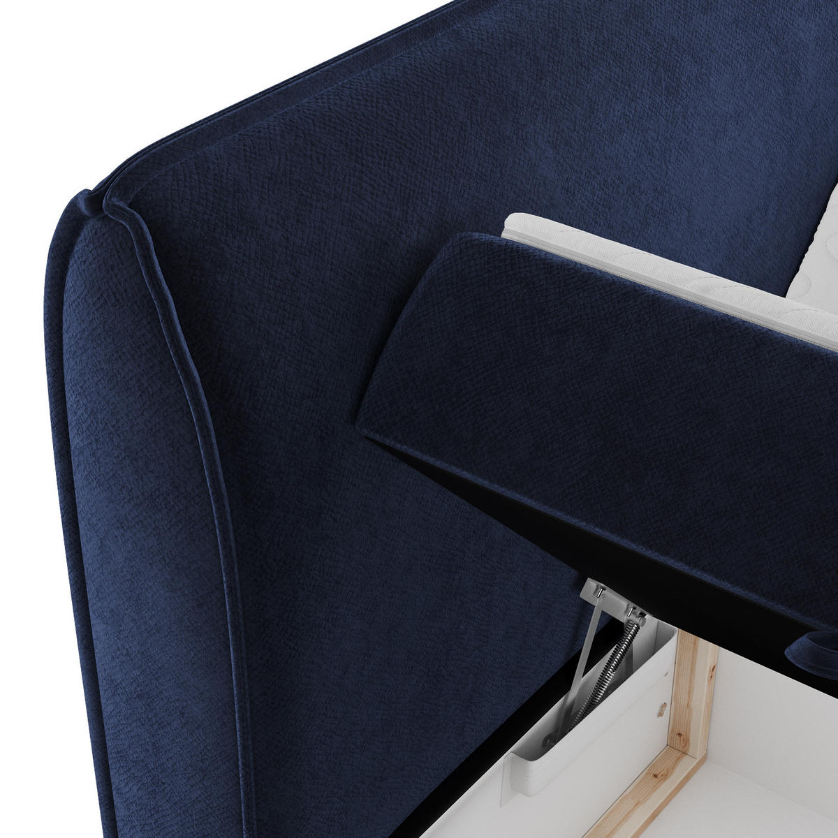 BOXBETT Organic Marineblau 200/200 cm mit Bonellmatratze und Topper - Schwarz/Dunkelblau, Holz/Holzwerkstoff (200/200cm) - Maison de Reve