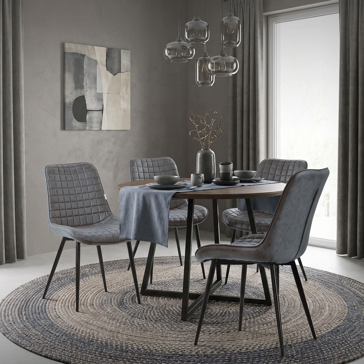 JÍDELNÍ ŽIDLE, sada 2 ks, antracitová umělá kůže - černá/antracitová, kov (52/89/60cm) - ML-DESIGN