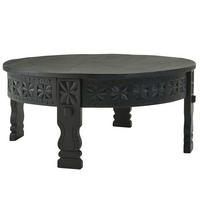 COUCHTISCH Massivholz Schwarz Lackiert, Orientalisches Design, Handgefertigt - Schwarz/Braun, Holz (80/80/36cm) - KADIMA DESIGN