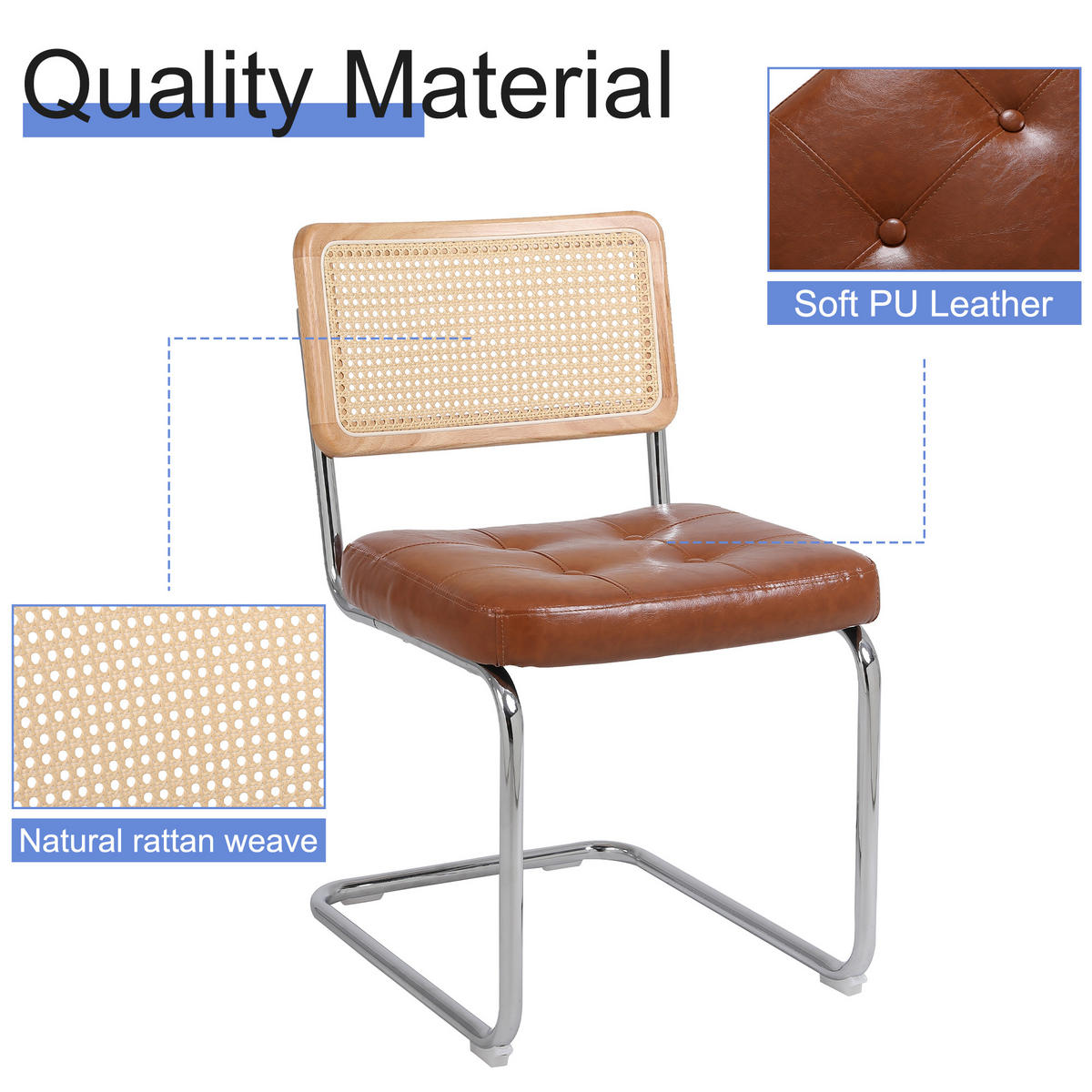 ESSZIMMERSTUHL 2er-Set mit Rattanlehne, Braun - Braun, Kunststoff (50/85/61cm)