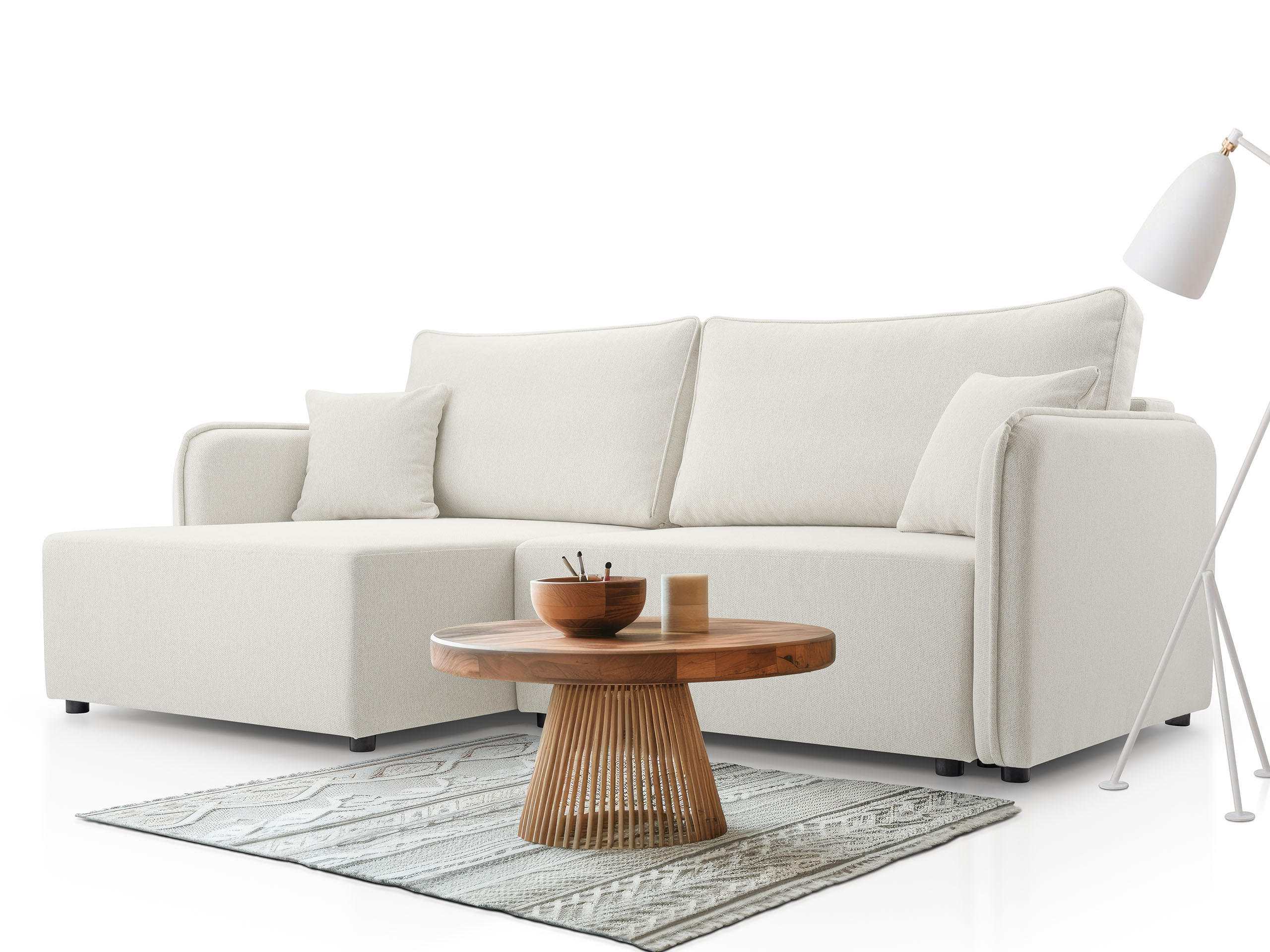 ECKSOFA Malody, Seite: Links - Schwarz/Naturfarben, Holz/Kunststoff (227/147cm) - MIRJAN24