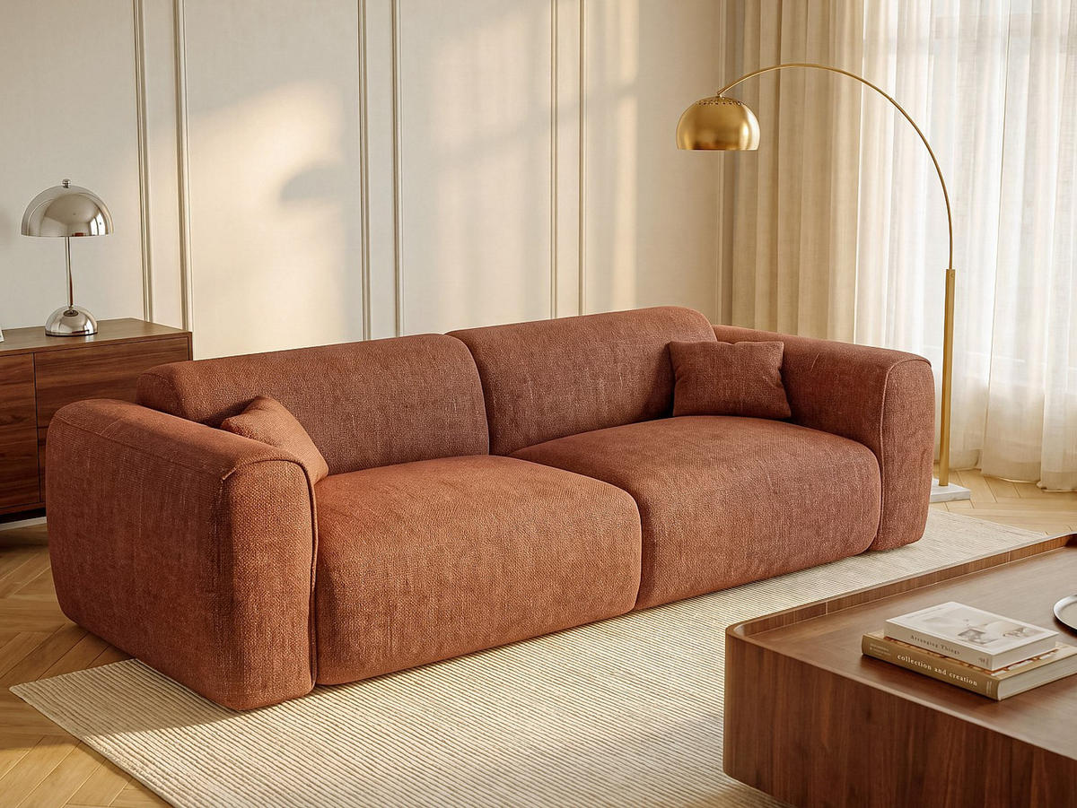 SCHLAFSOFA - 4 Personen - stoff - terracotta Pognia - Terracotta, Kunststoff/Textil (236/73/100cm) - Vente-Unique