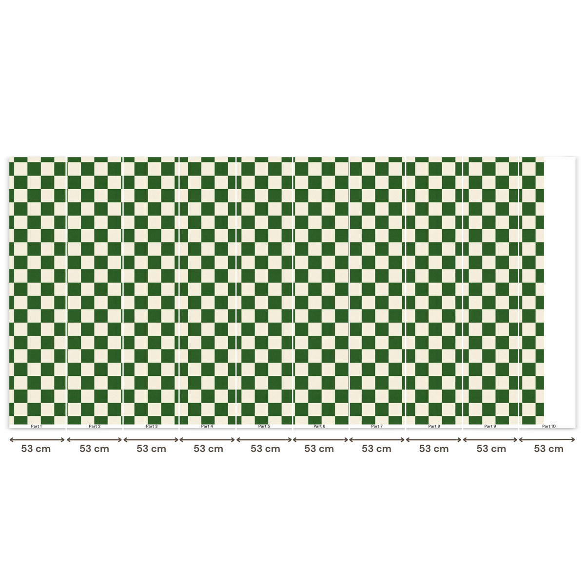 KINDERTAPETE - Schachbrett - Muster - Grün - 500x240 cm - Grün, Papier (500/240cm) - OnlyWow