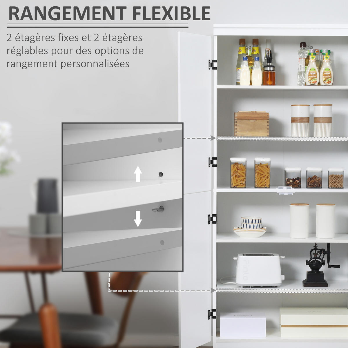 HIGHBOARD DE-11054 4 Türen & 6 verstellbare Böden Weiß - Weiß, Holzwerkstoff (40/176.7/76cm) - ComfortXL