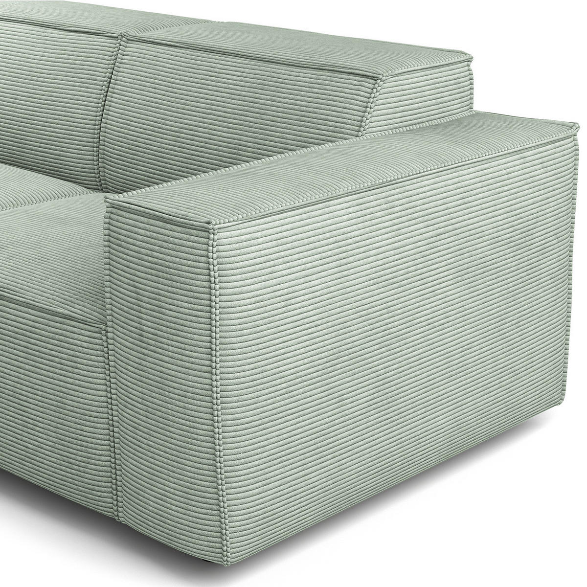 ECKSOFA mit Longchair - Schwarz/Mintgrün, Kunststoff/Textil (294/177cm) - home24