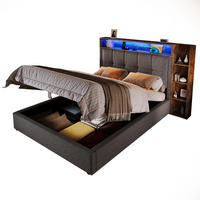 POLSTERBETT 90/200 cm Grau mit Stauraum, LED-Beleuchtung und USB-Anschlüssen - Grau, Textil (90/200cm) - Flora Grace