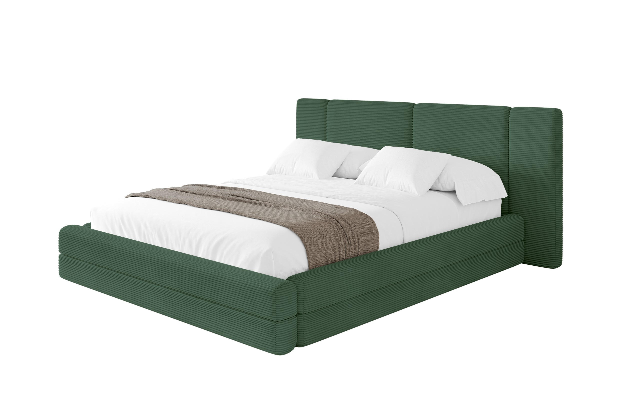 POLSTERBETT mit Bettkasten und Lattenrost, Bett mit Matratze H3/H4 - TEVO 140x200 Grün - Grün, Holzwerkstoff/Textil (140/200cm) - ALTDECOR