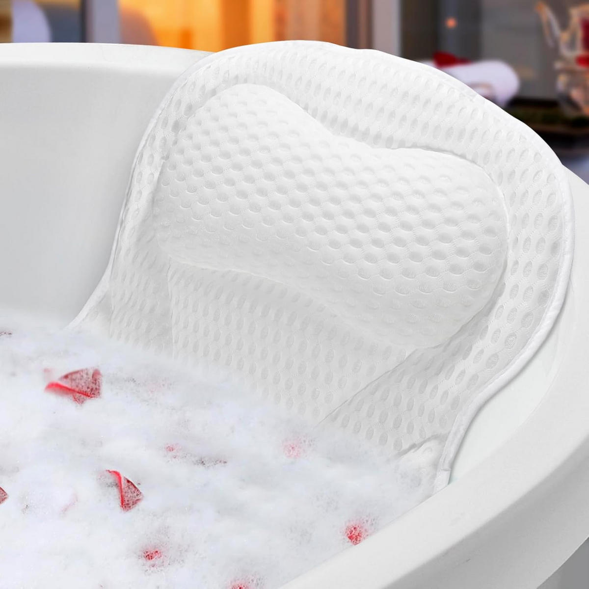 BADEKISSEN – 40 x 42 x 6 cm – Weiß - Weiß, Textil (40/42cm)