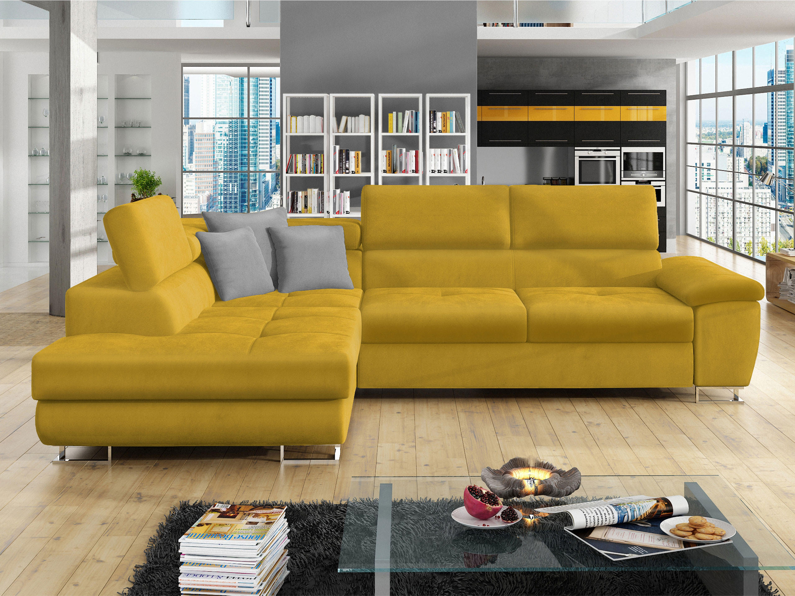 ECKSOFA Cotere, Seite: Links - Gelb, Holz/Textil (270/202cm) - MIRJAN24