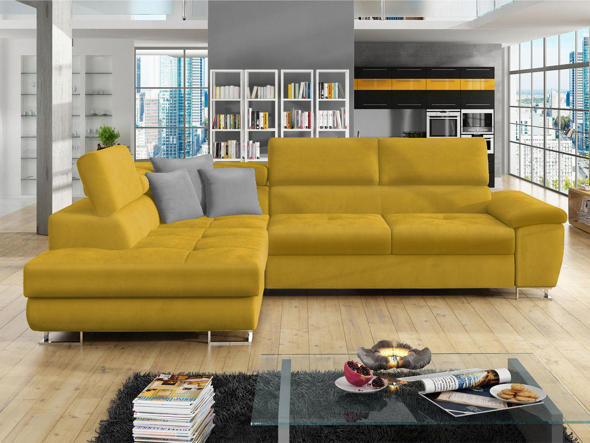 ECKSOFA Cotere, Seite: Links - Gelb, Holz/Textil (270/202cm) - MIRJAN24