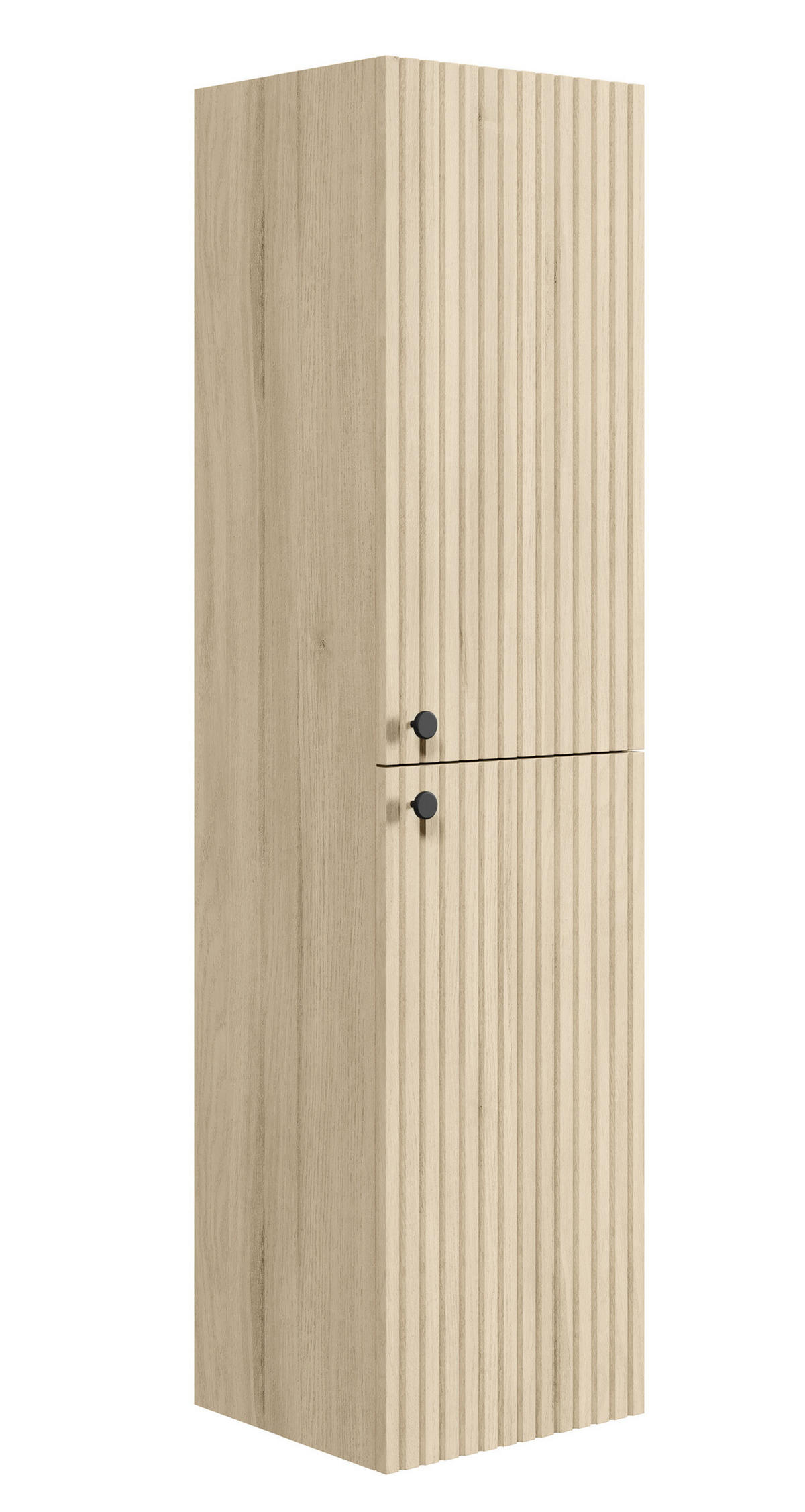 BADEZIMMERSCHRANK Saros mit 2 Türe Eiche Hell - 35 x 32 x 140 cm - Kastanienfarben/Eichefarben, Holz (35/140/32cm) - Badplaats