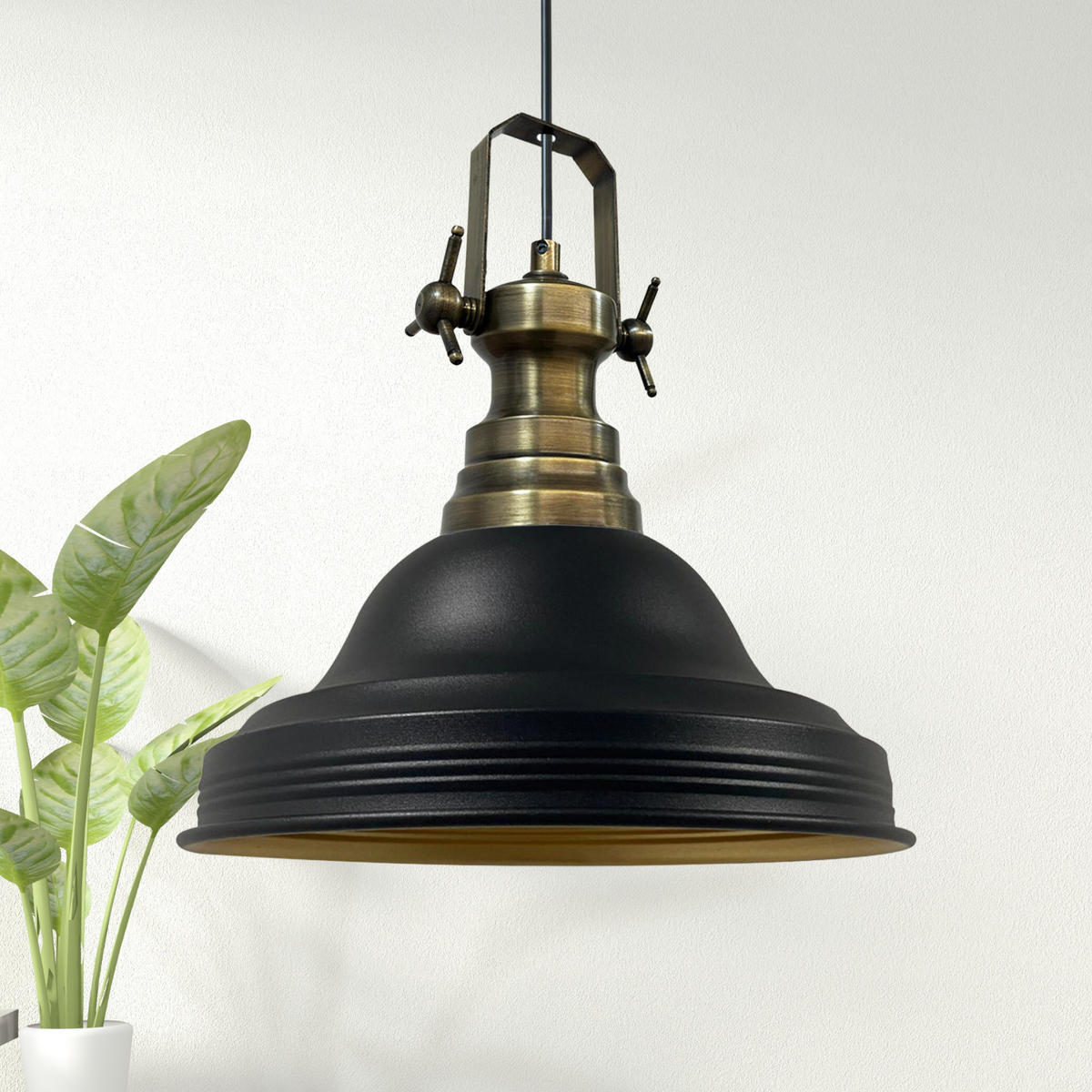 PENDELLEUCHTE Ulmete 30/27 cm - Goldfarben/Schwarz, Metall (30/27cm) - Bamyum