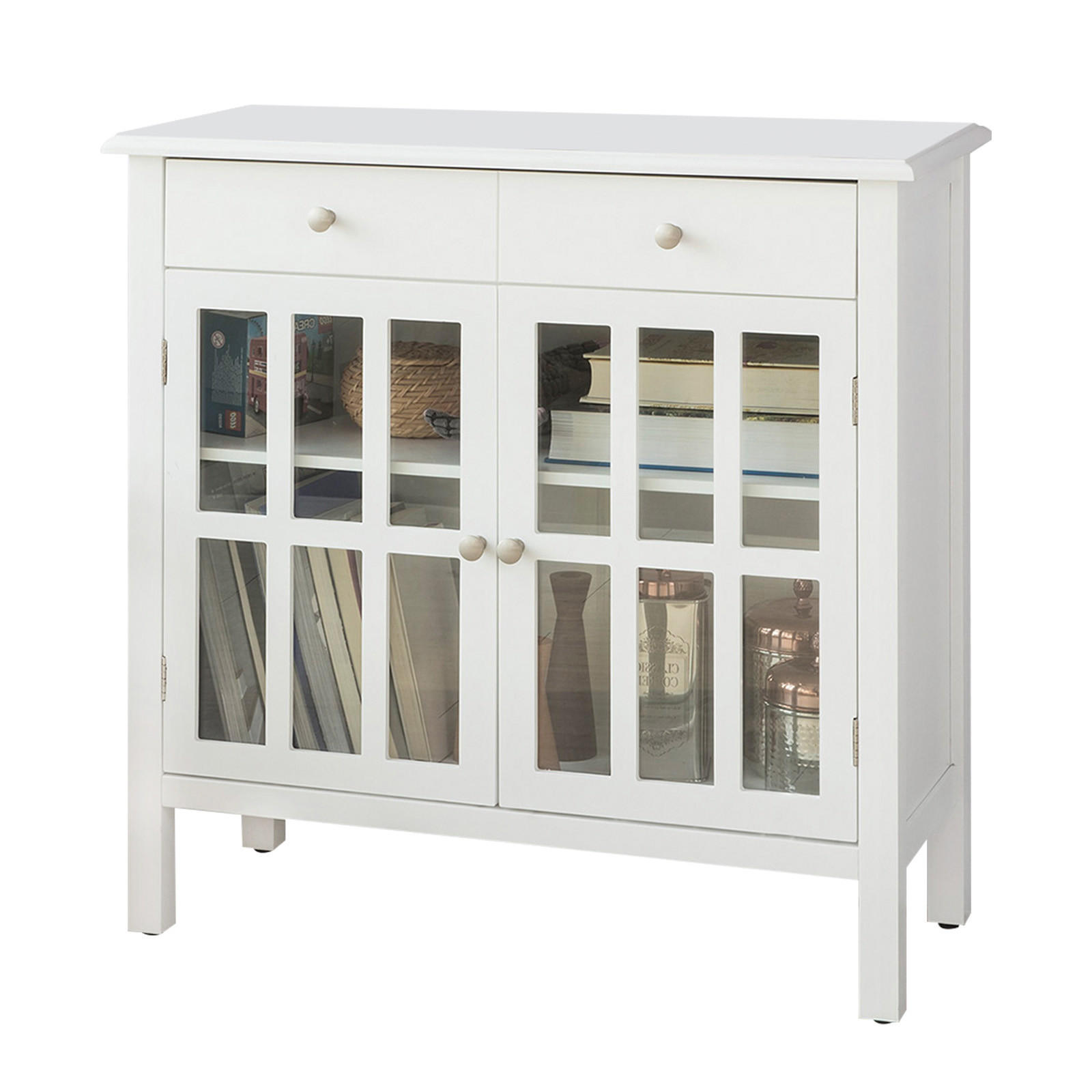 VITRINE Weiß - Weiß, Holzwerkstoff (80/80/34cm) - SoBuy