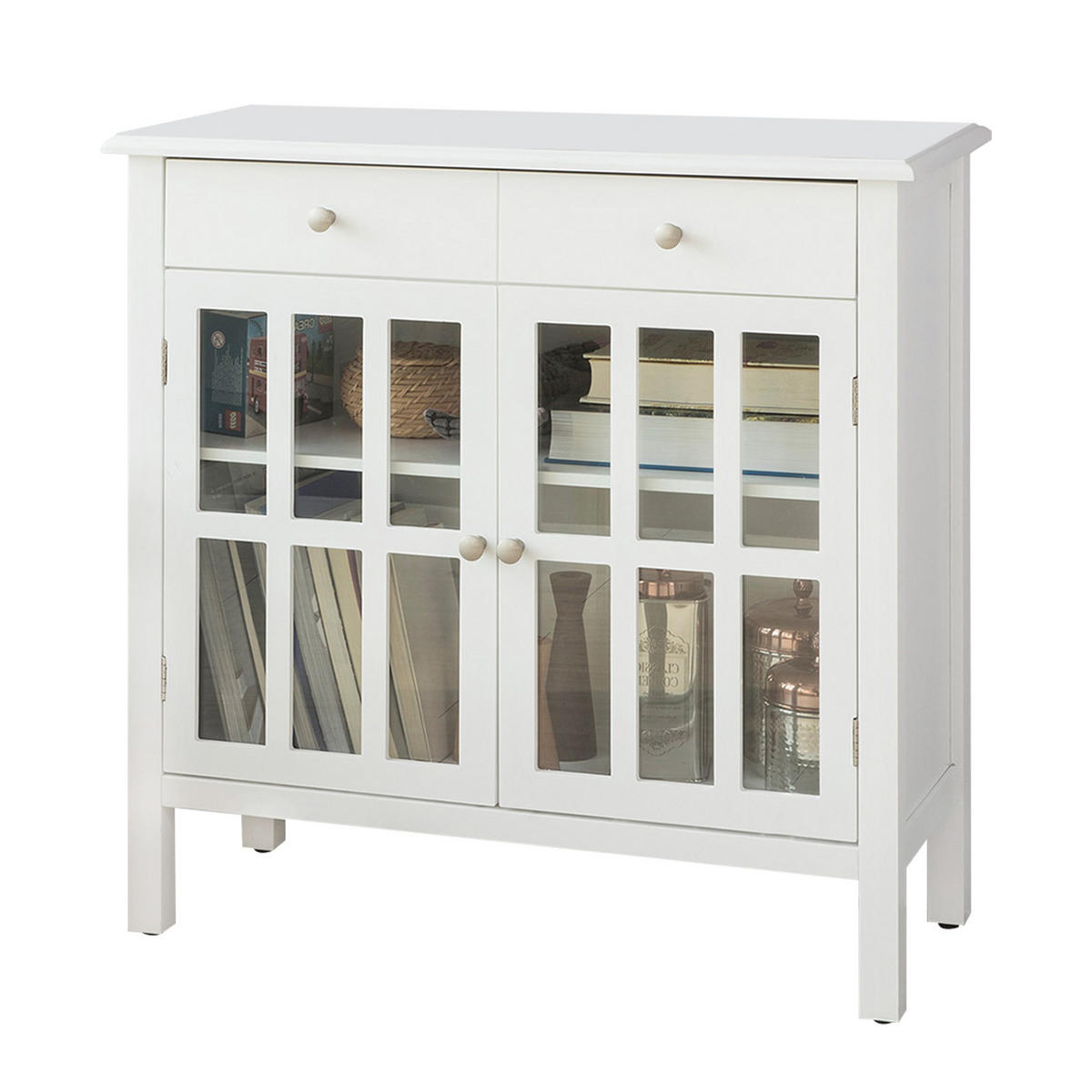 VITRINE Weiß - Weiß, Holzwerkstoff (80/80/34cm) - SoBuy