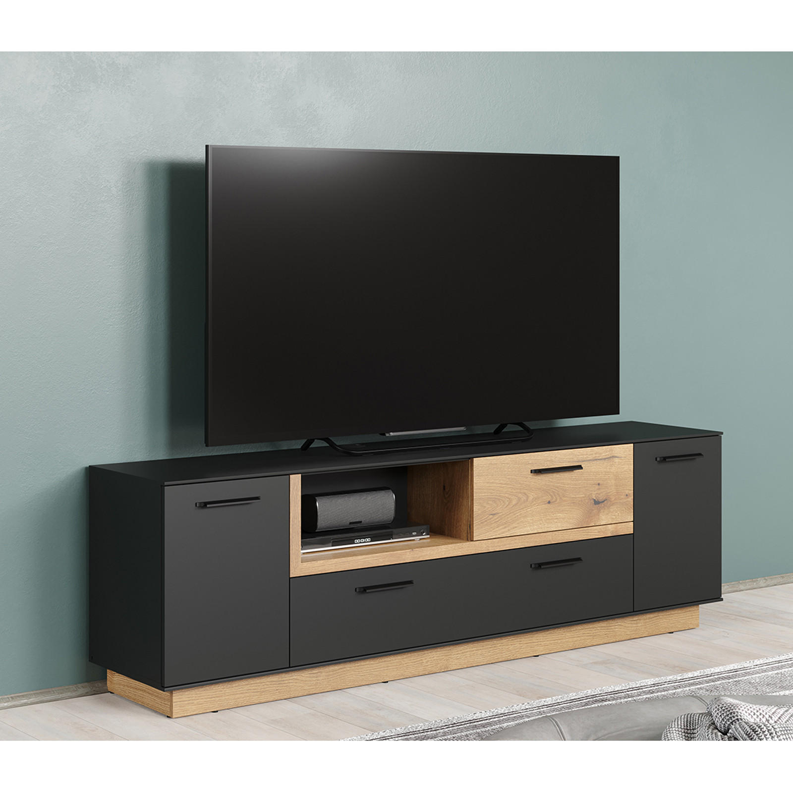 Thumbnail - ebuy24 Lowboard, Grau, Holzwerkstoff, 187x187x59 cm, Wohnzimmer, Wohnwände, Lowboards, Lowboards stehend