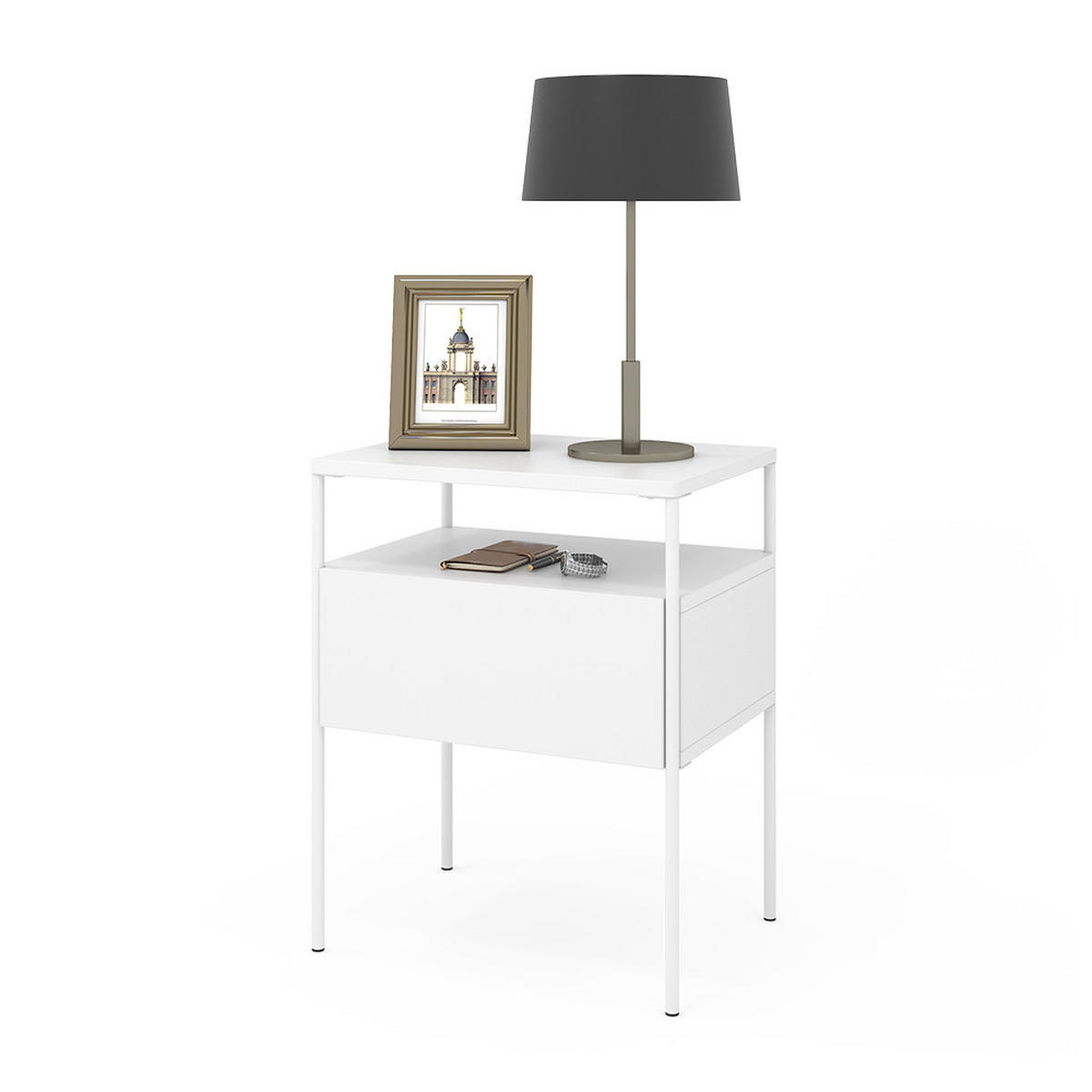 NACHTTISCH Mira Weiß 40 x 50 cm - Weiß, Holzwerkstoff (40/50/30cm) - Vicco