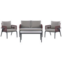 LOUNGE-SET 4-Sitzer grau Sciacca - Grau, Metall - Beliani