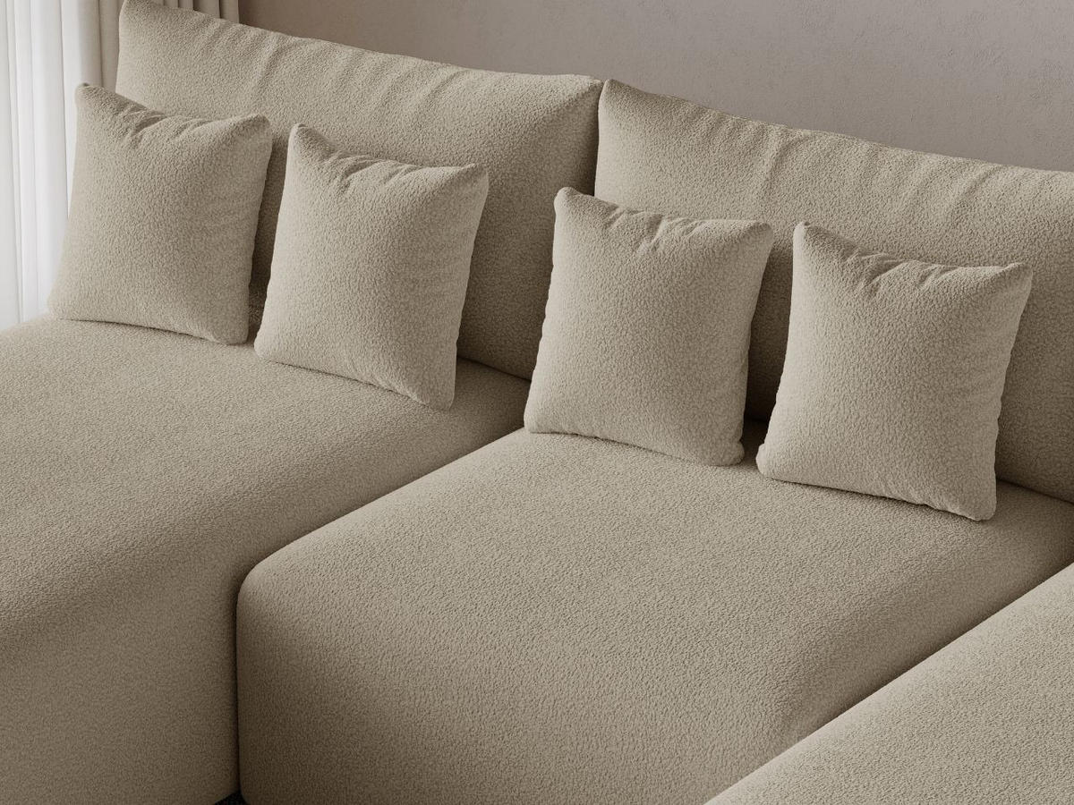 ECKSOFA Ronni U Bouclé-Stoff Beige - Beige, Holz/Textil (300/190cm) - Graingold