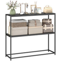 KONSOLENTISCH DE-16823 Minimalistisch, 2 Ablagen, Stahl Schwarz - Schwarz, Holzwerkstoff (100/30/87cm) - ComfortXL