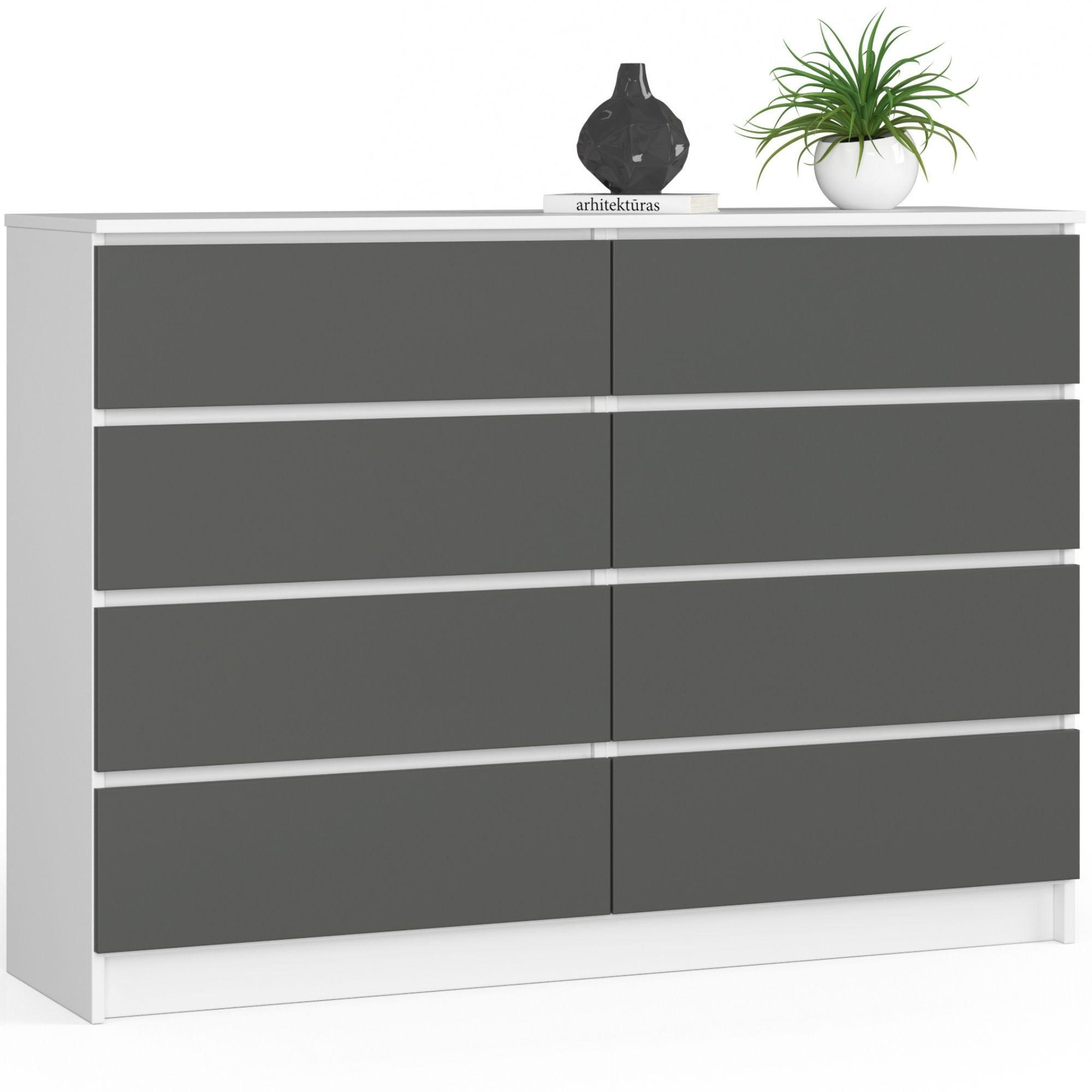 Akord Kommode Weiß, Grau 138x99x40 cm