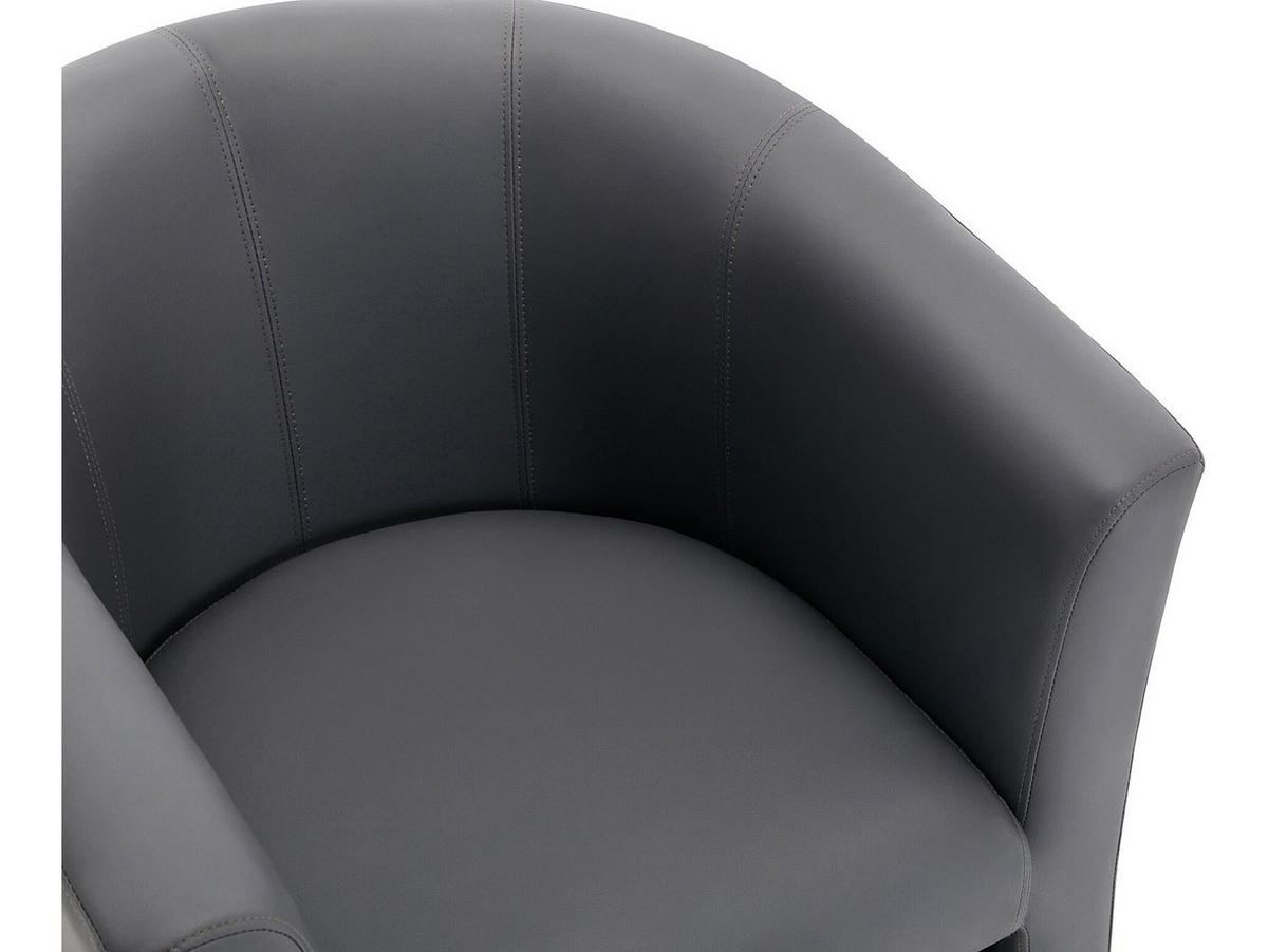 LOUNGE-SESSEL & Hocker - Kunstleder - Grau - JOVANA - Grau, Leder (65/74/64cm) - Vente-Unique