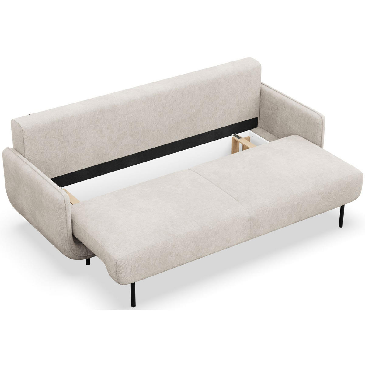SCHLAFSOFA Ovals Hellbeige - Ecru/Schwarz, Textil/Metall (236/95/96cm) - Selsey