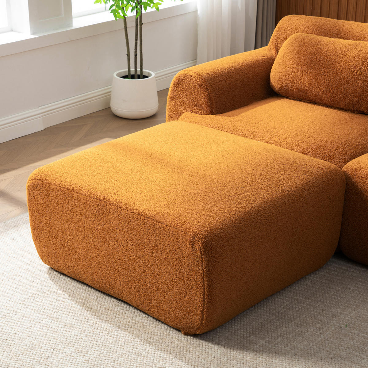 ECKSOFA Chenille Caramel rutschfest - Orange, Textil (271/177cm) - WISHDOR