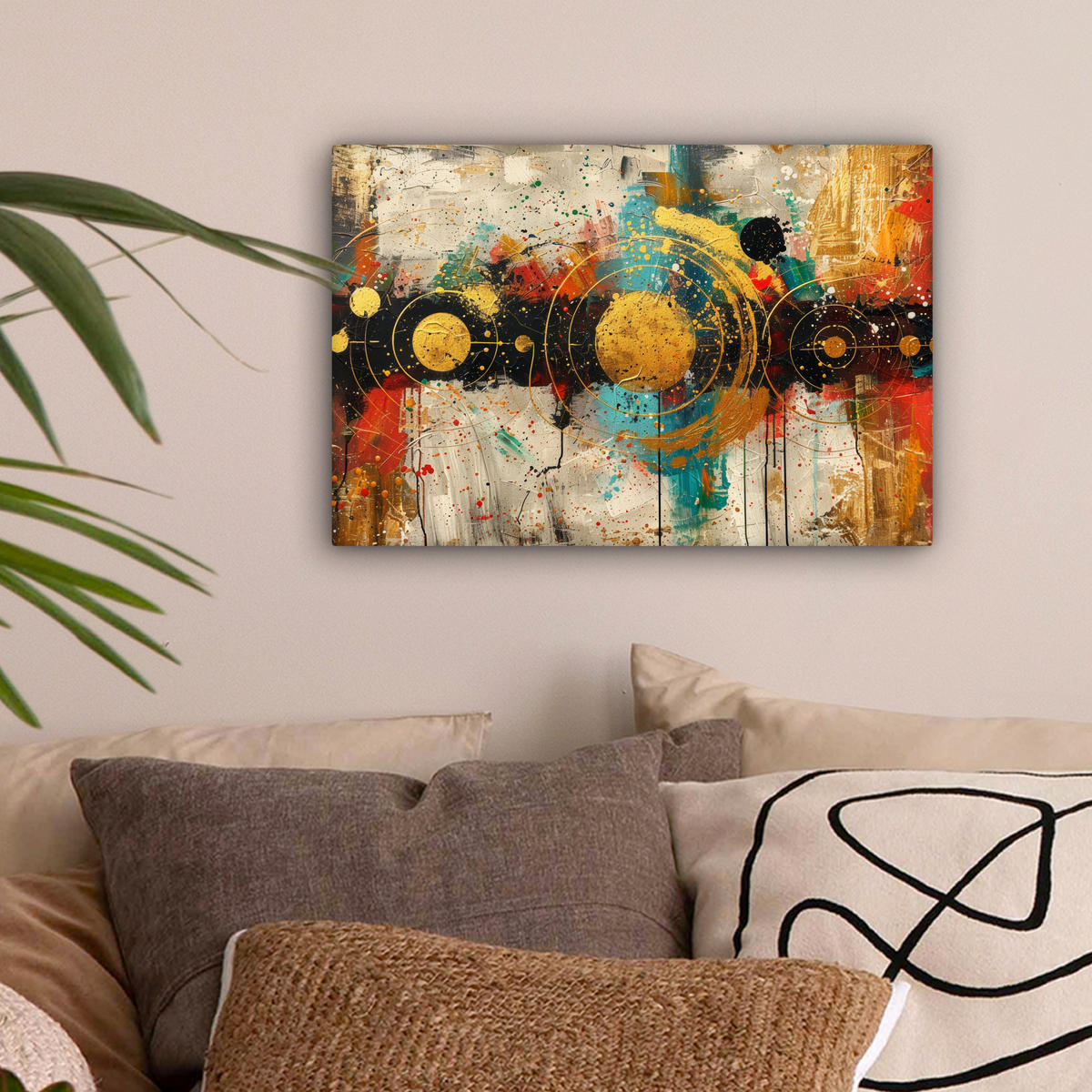 LEINWANDBILD - Abstrakt - Kunst - Gold - Modern - 30x20 - Deko XXL - Multicolor, Textil (30/20cm) - MuchoWow