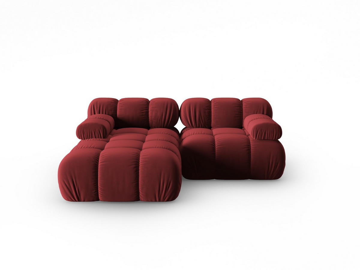 MODULARES-ECKSOFA links Bellis aus Samt dunkelrot 3 Sitzplätze - Dunkelrot, Textil (157/191cm) - Micadoni