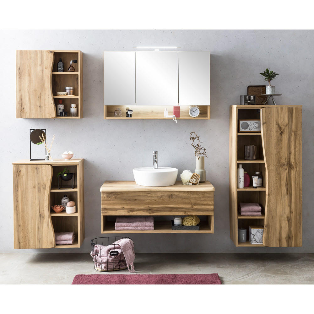 BADMÖBEL-SET 5-TLG. Kahla-03 - Braun, Holzwerkstoff (261/200/52cm) - Lomado