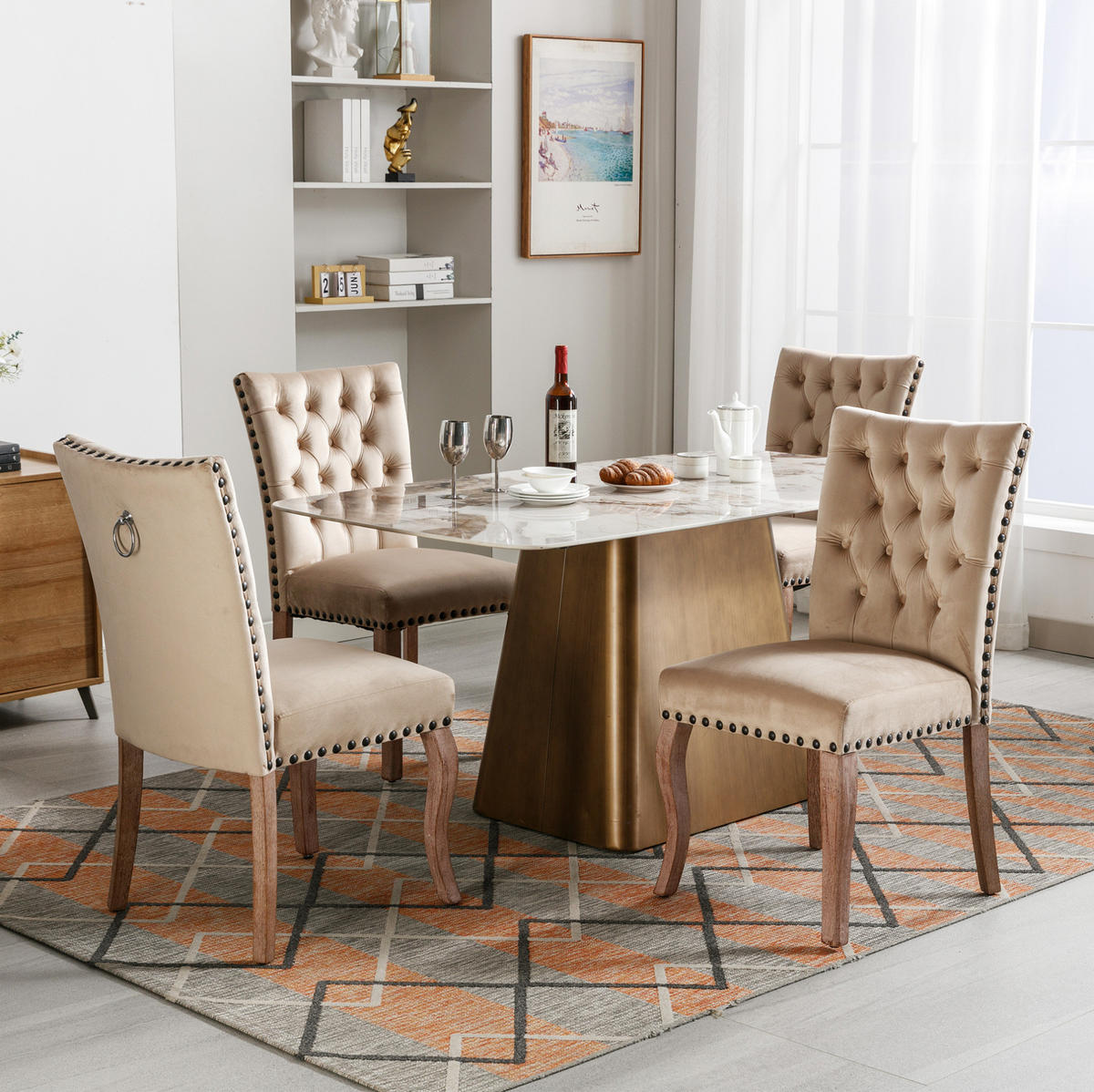 ESSZIMMERSTUHL modern Samt Massivholz Light Camel - Braun, Holz (63/95/49.1cm) - Meubliv