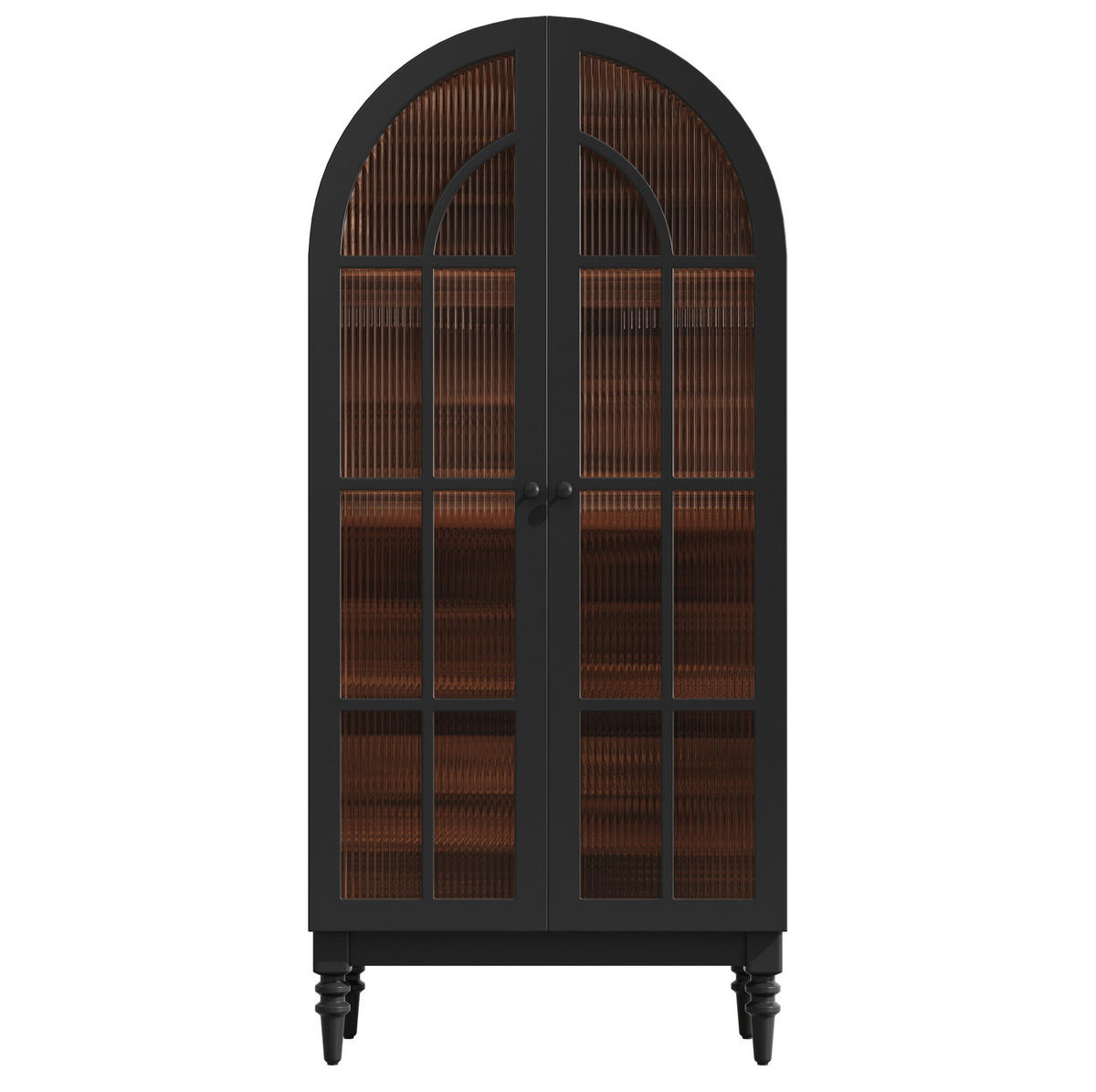 KOMMODE aus MDF 76x35.5x165cm in Schwarz mit Glastüren - Schwarz, Holzwerkstoff (76/76/35.5cm) - Modfu