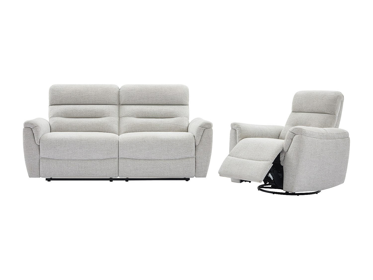 COUCHGARNITUR mit Sessel - 4 Personen - Stoff - Hellgrau - BREVIO - Hellgrau, Textil (90/101/91cm) - Vente-Unique