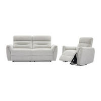 COUCHGARNITUR mit Sessel - 4 Personen - Stoff - Hellgrau - BREVIO - Hellgrau, Textil (90/101/91cm) - Vente-Unique