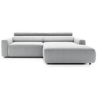 ECKSOFA Fando mit Schlaffunktion, L-Form, 4-Sitzer 252 cm, rechts Flechtstoff Hellgrau - Hellgrau/Schwarz, Holz/Kunststoff (182/252cm) - Selsey
