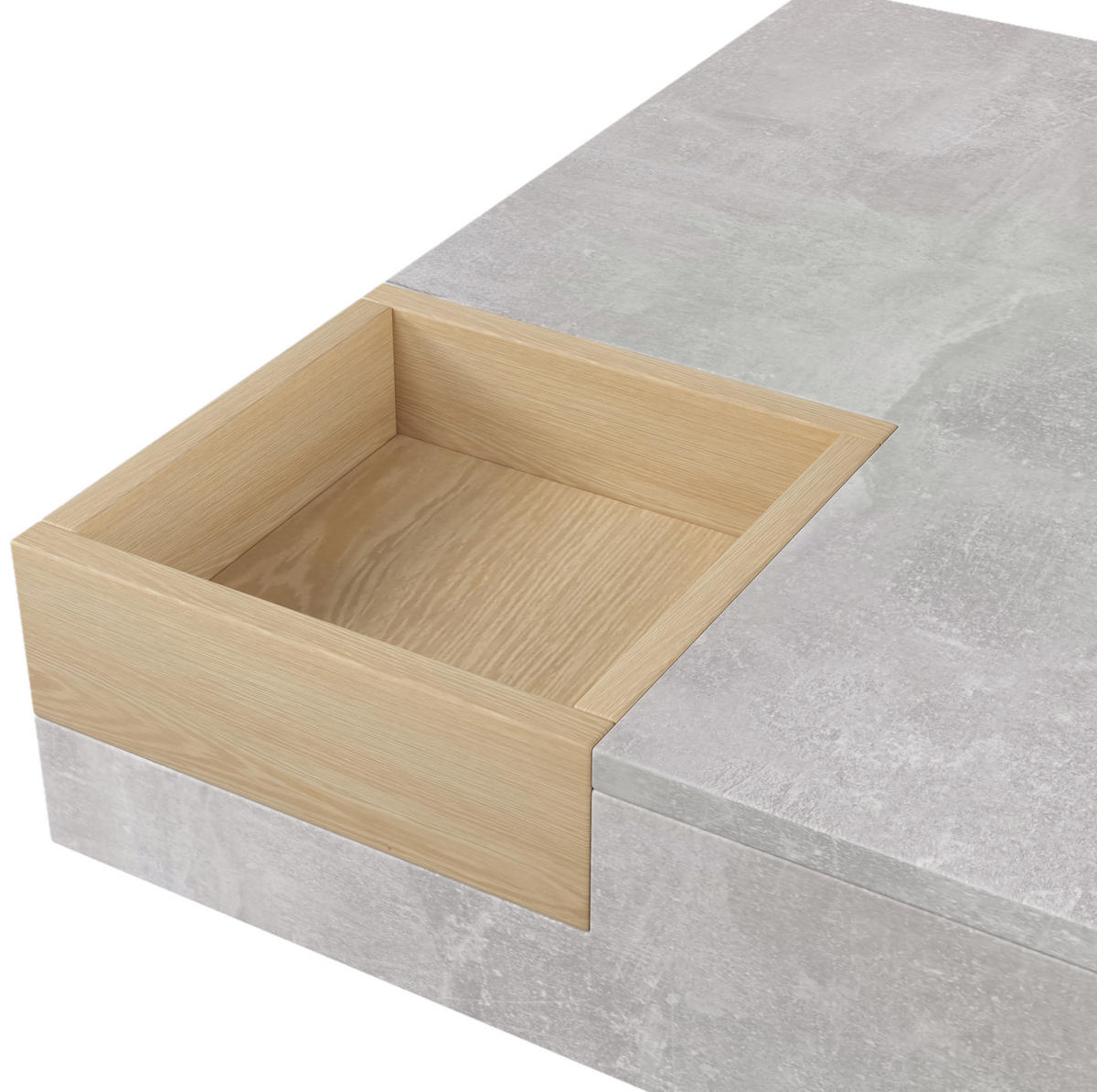 COUCHTISCH 72/72/30 cm in Betongrau mit herausnehmbarer Aufbewahrungsbox - Grau, Holzwerkstoff (72/72/30cm) - Flora Grace