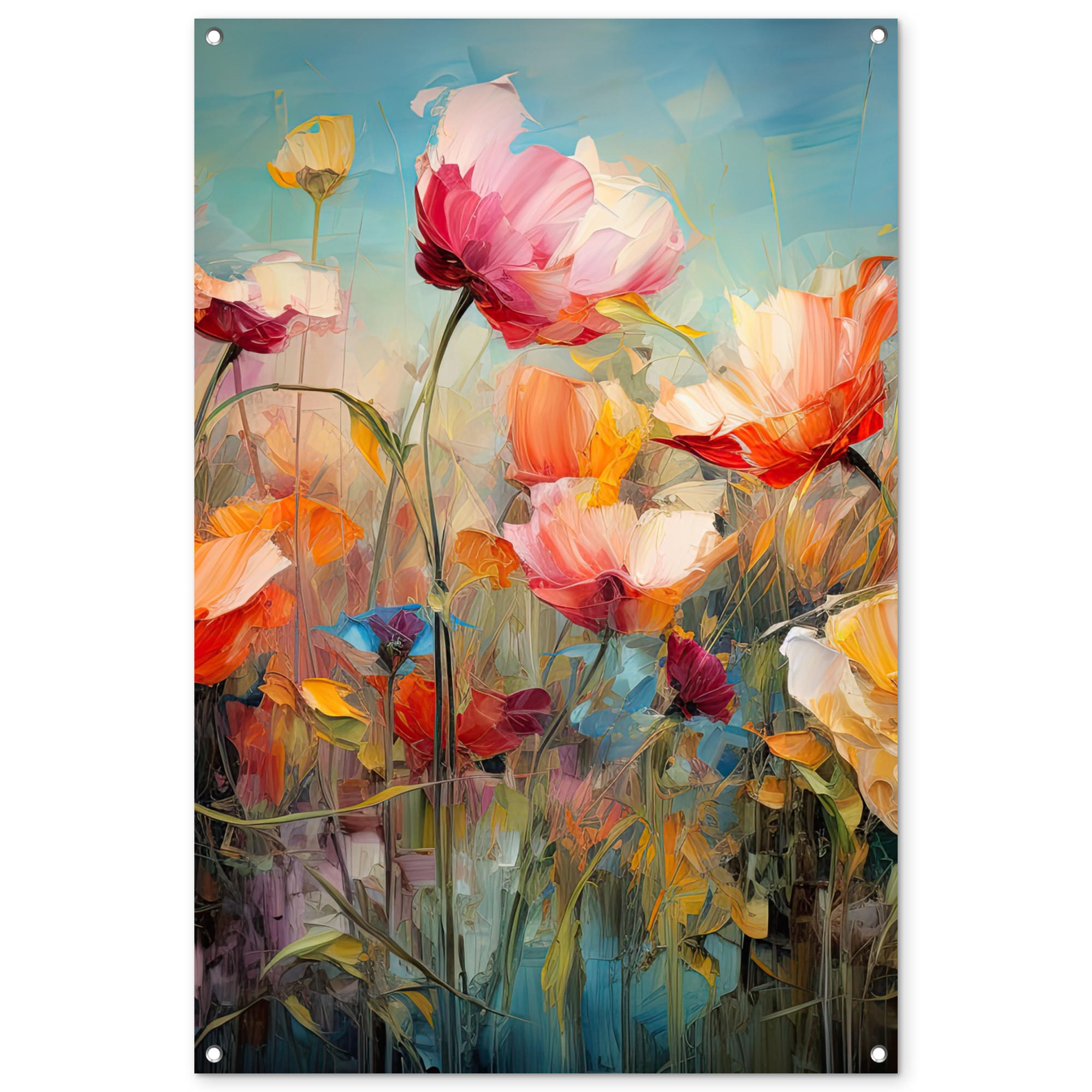 GARTENPOSTER Blumen - Aquarell - Kunst - Botanisch - Natur 80x120 cm - Orange, Kunststoff (80/120/0.2cm) - OnlyWow