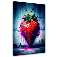LEINWANDBILD Frucht Erdbeer Abstrakt 60x90cm - Rot, Textil (60/90cm) - Feeby