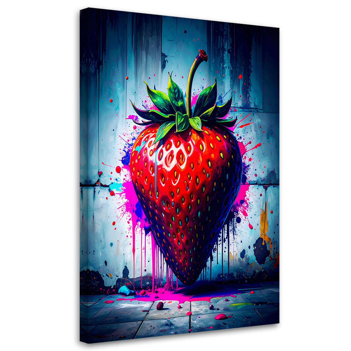 LEINWANDBILD Frucht Erdbeer Abstrakt 60x90cm - Rot, Textil (60/90cm) - Feeby