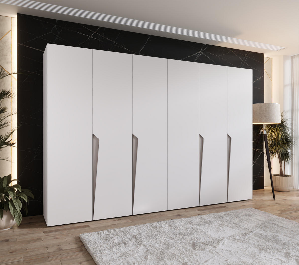 DREHTÜRENSCHRANK 202/300/52 6-türig - Beige/Weiß, Holz/Metall (300/202/52cm) - Abiks Möbel