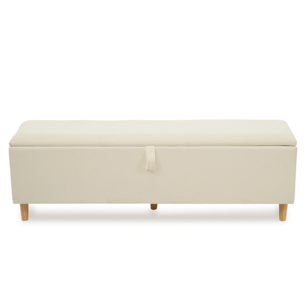 DOPPELBETT 140/200 cm beige aus Holz und Cord mit LED-Bettbank - Beige, Textil (140/200cm) - OKWISH