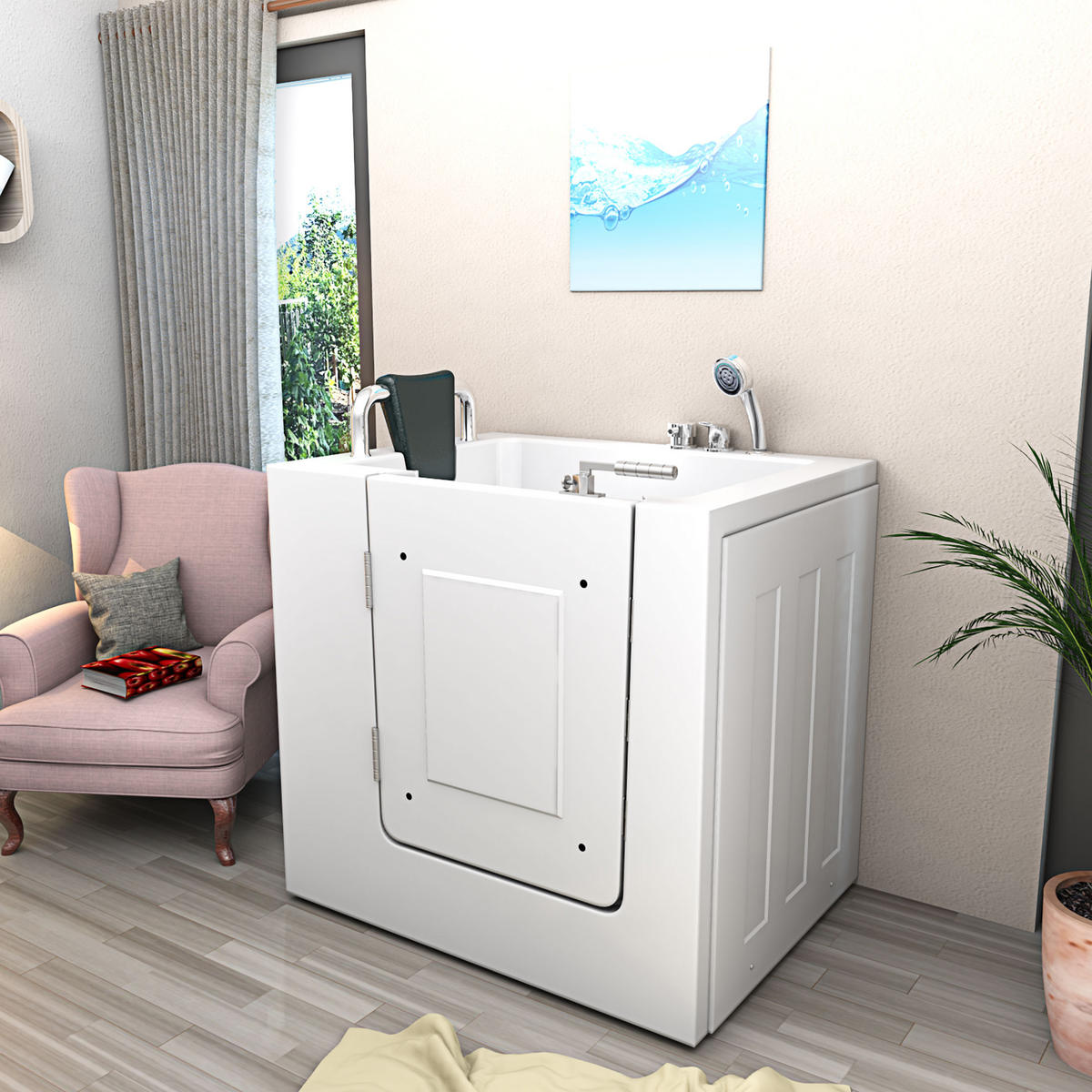 SENIOREN Sitzwanne Badewanne mit Tür S02-B-L 100x78 cm - Weiß, Glas/Kunststoff (78/113/100cm) - AcquaVapore by Sandra Jentho