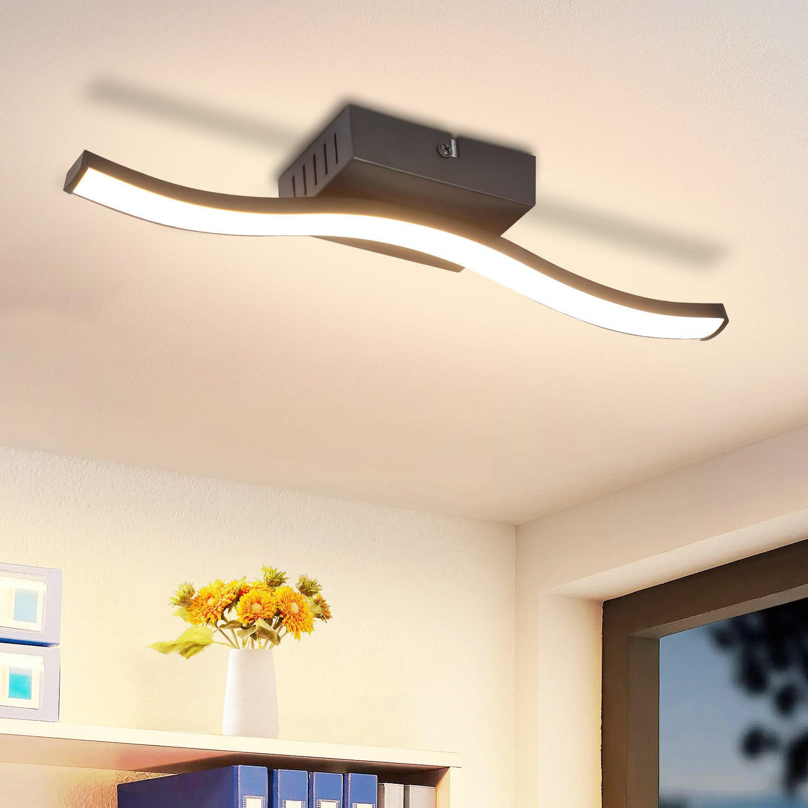 LED-DECKENLEUCHTE Leavitt 7/34.5/5.5cm - Schwarz, Kunststoff (34.5/7/5.5cm) - Nettlife